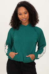 Forest Green Textured Rib Colorblock Maternity Hoodie