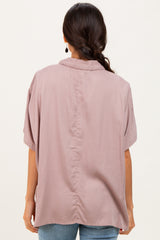 Taupe Dolman Sleeve Button Down Blouse