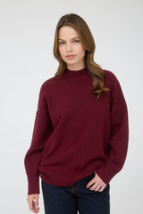 Burgundy Front Seam Mock Neck Maternity Sweater