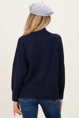 Navy Front Seam Mock Neck Maternity Sweater