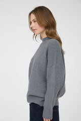 Grey Front Seam Mock Neck Sweater