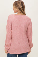 Mauve Puff Sleeve Solid Sweater Top