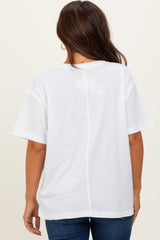 White Raw Edge V-Neck Short Sleeve Maternity T-Shirt