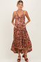 Brown V Neck Front Twist Hi Lo Maternity Maxi Dress