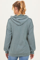 Olive Long Sleeve Brushed Urban Rib Maternity Hoodie Top