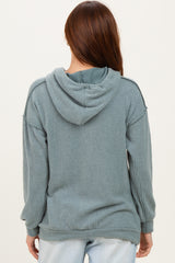 Olive Long Sleeve Brushed Urban Rib Hoodie Top
