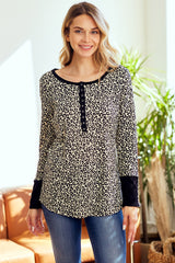 Cream Animal Print Maternity Henley Top