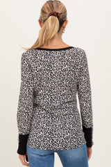 Cream Animal Print Maternity Henley Top