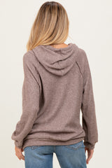 Mocha Long Sleeve Solid Maternity Hoodie Top