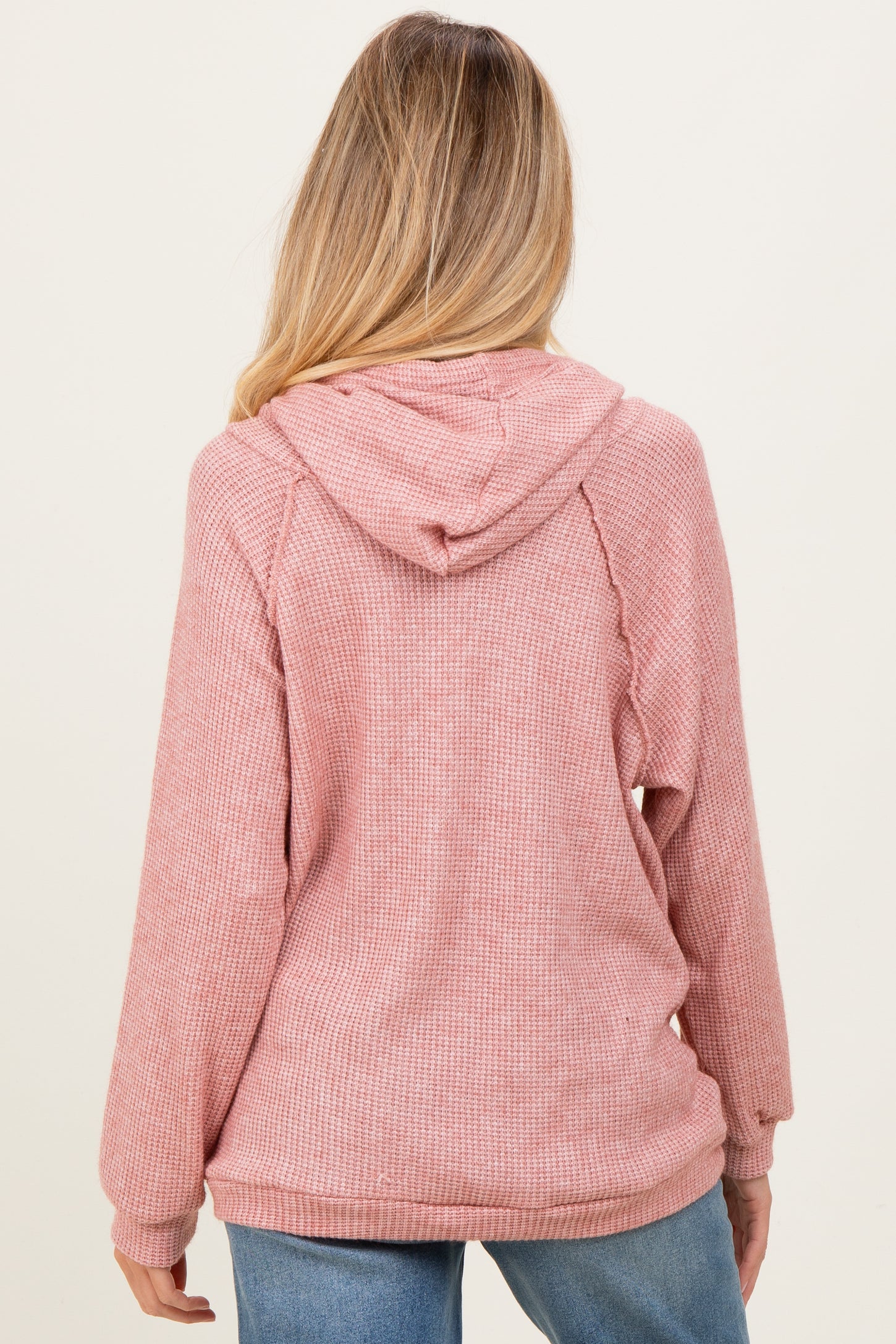Mauve Long Sleeve Solid Maternity Hoodie Top
