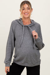 Charcoal Long Sleeve Solid Maternity Hoodie Top