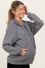 Charcoal Long Sleeve Solid Maternity Hoodie Top