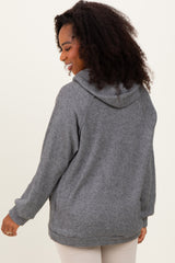 Charcoal Long Sleeve Solid Hoodie Top