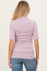 Mauve Soft Brushed Knit Mock Neck Maternity Top