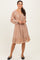 Mocha Floral Velvet Ruffle Accent Dress