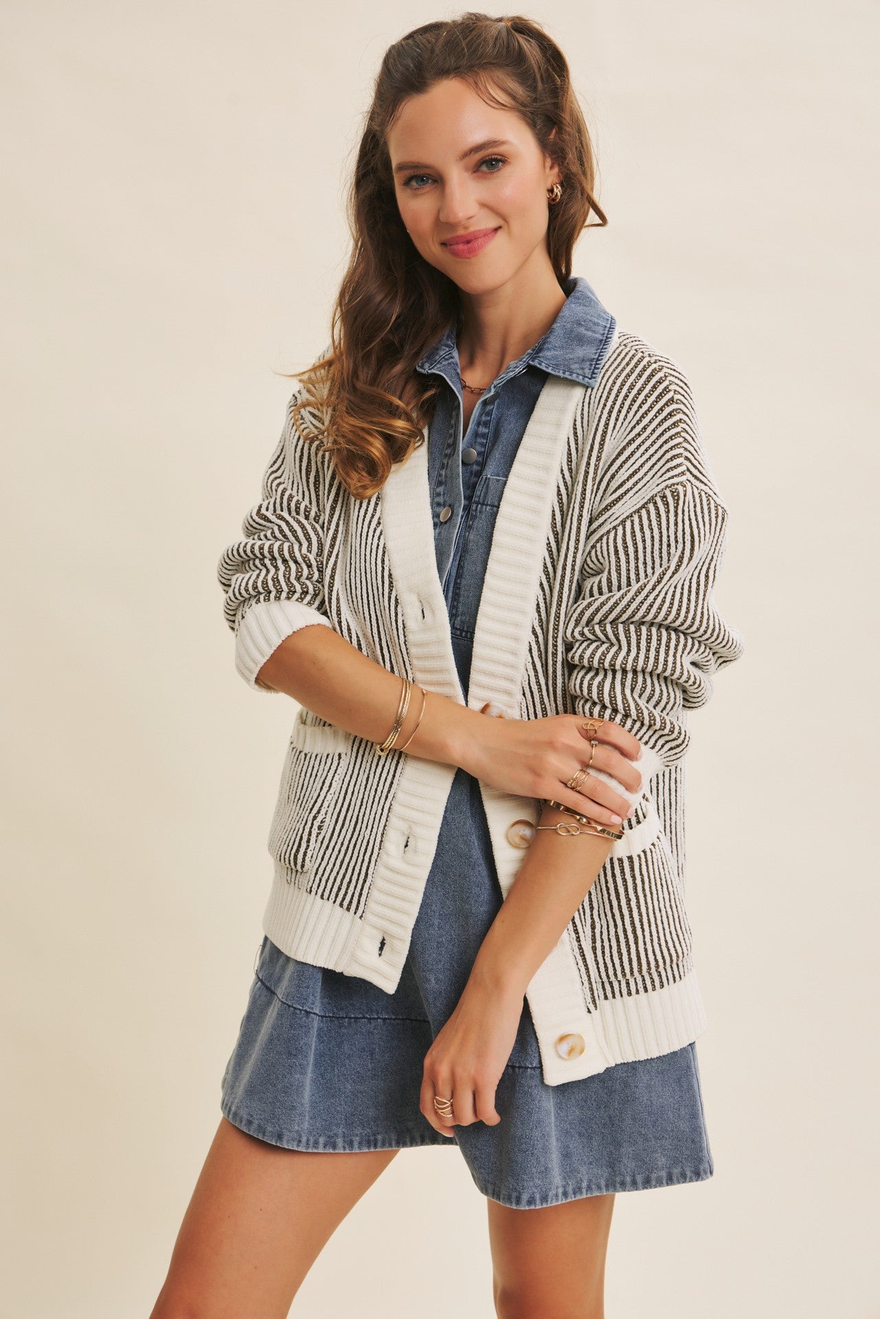 Olive Pocketed Button Front Maternity Cardigan