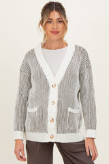 Olive Pocketed Button Front Maternity Cardigan