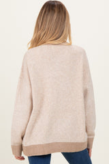Taupe Two-Tone Button-Down Maternity Cardigan
