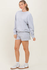 Heather Grey Fleece Sweatshirt Shorts Set