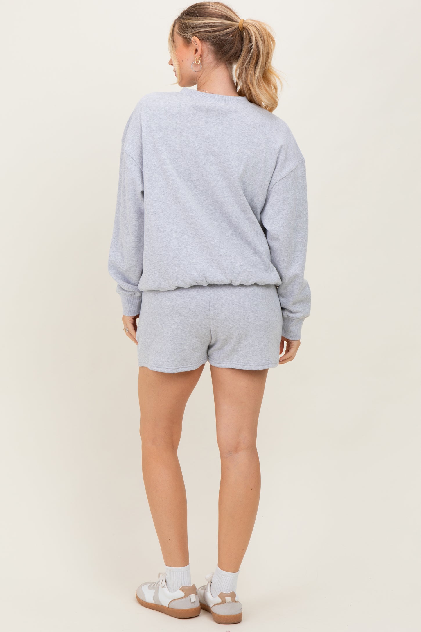 Heather Grey Fleece Sweatshirt Shorts Set