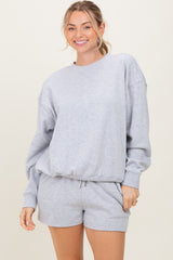 Heather Grey Fleece Sweatshirt Shorts Maternity Set
