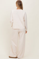 Cream Crewneck Pullover Pant Set