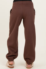 Brown Fleece Maternity Sweatpants
