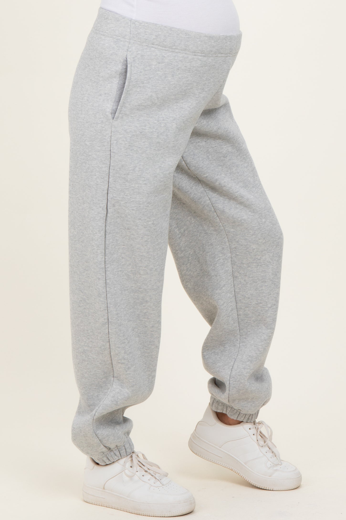 Heather Grey Fleece Maternity Sweatpants