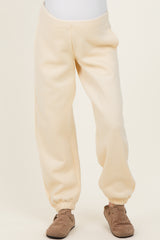 Cream Fleece Maternity Sweatpants