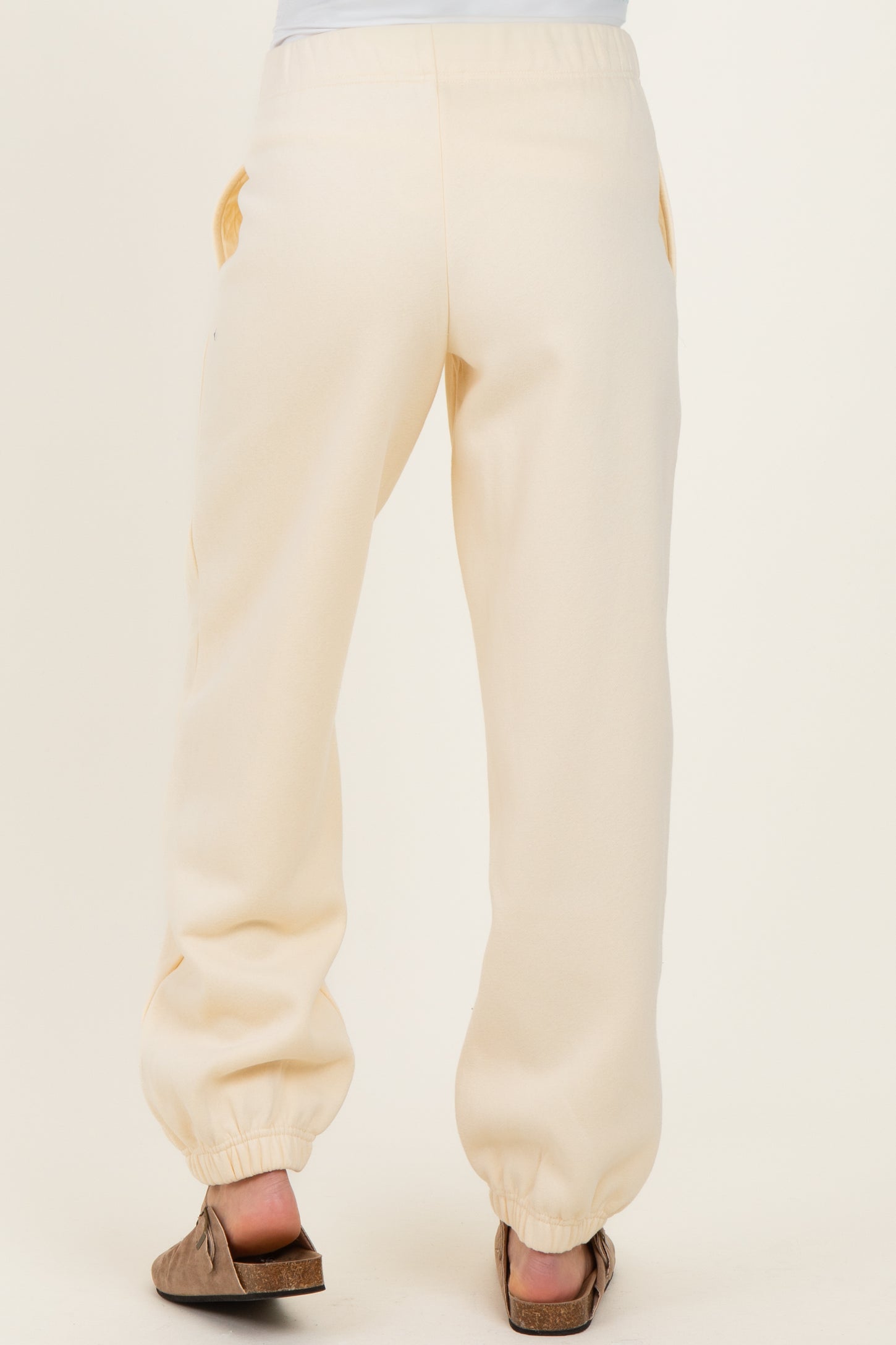 Cream Fleece Maternity Sweatpants