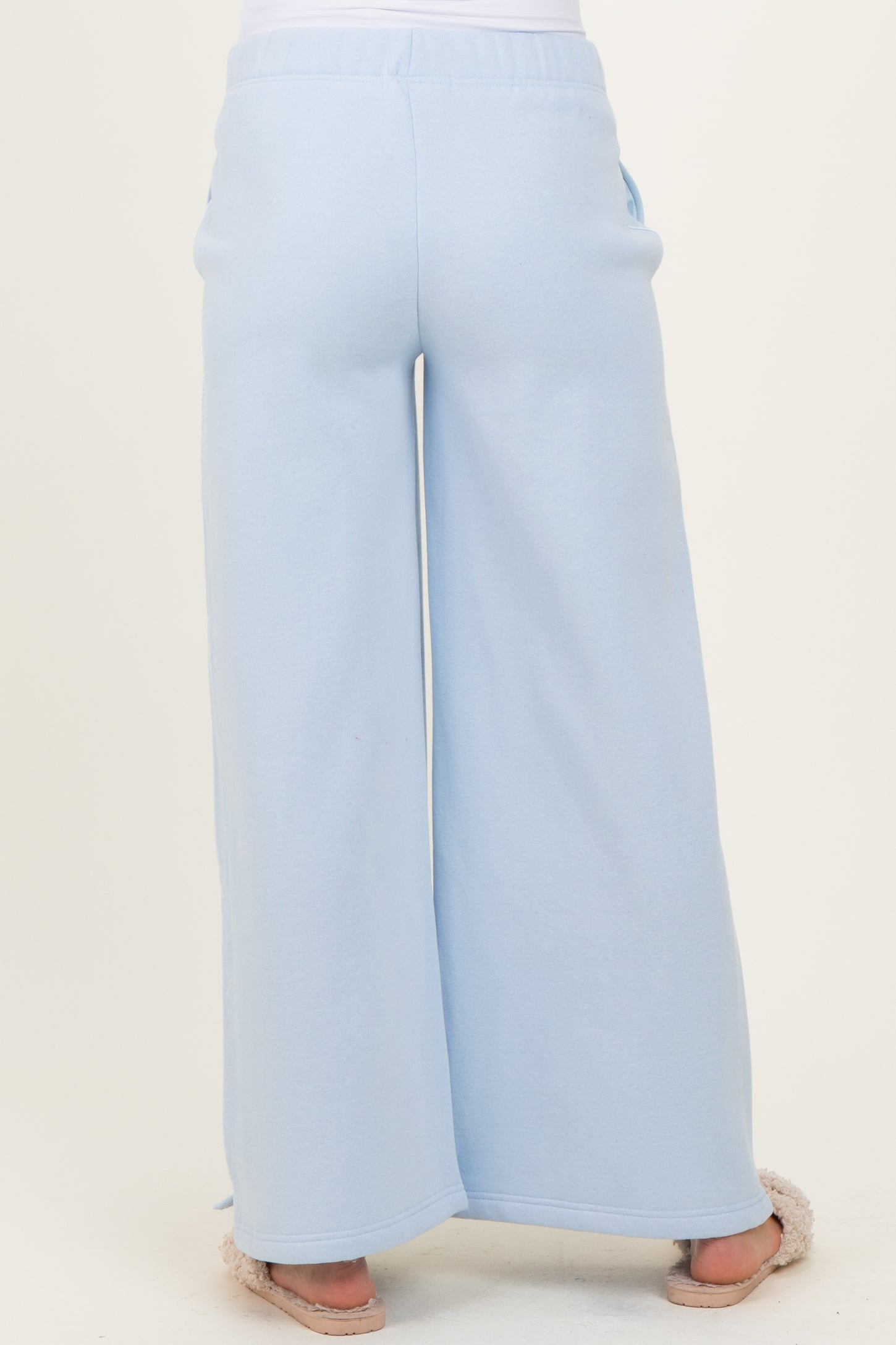 Light Blue Fleece Wide Leg Maternity Sweatpants
