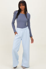 Light Blue Fleece Wide Leg Maternity Sweatpants