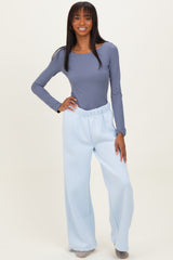 Light Blue Fleece Wide Leg Sweatpants