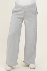 Heather Grey Fleece Wide Leg Maternity Sweatpants