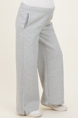 Heather Grey Fleece Wide Leg Maternity Sweatpants