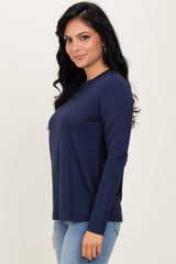 Navy Blue Long Sleeve Top