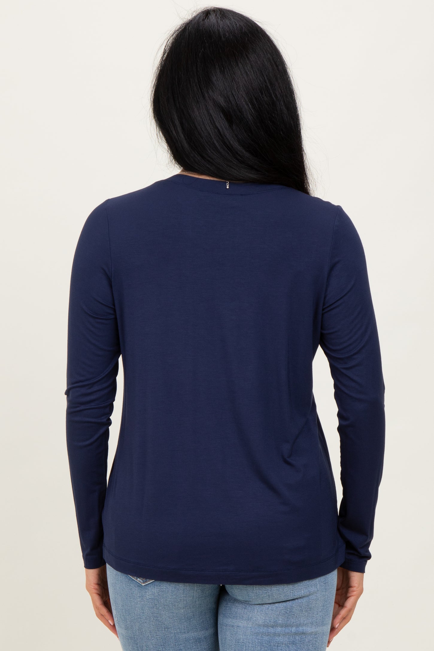 Navy Blue Long Sleeve Top
