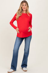 Red Long Sleeve Maternity Top