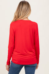 Red Long Sleeve Maternity Top