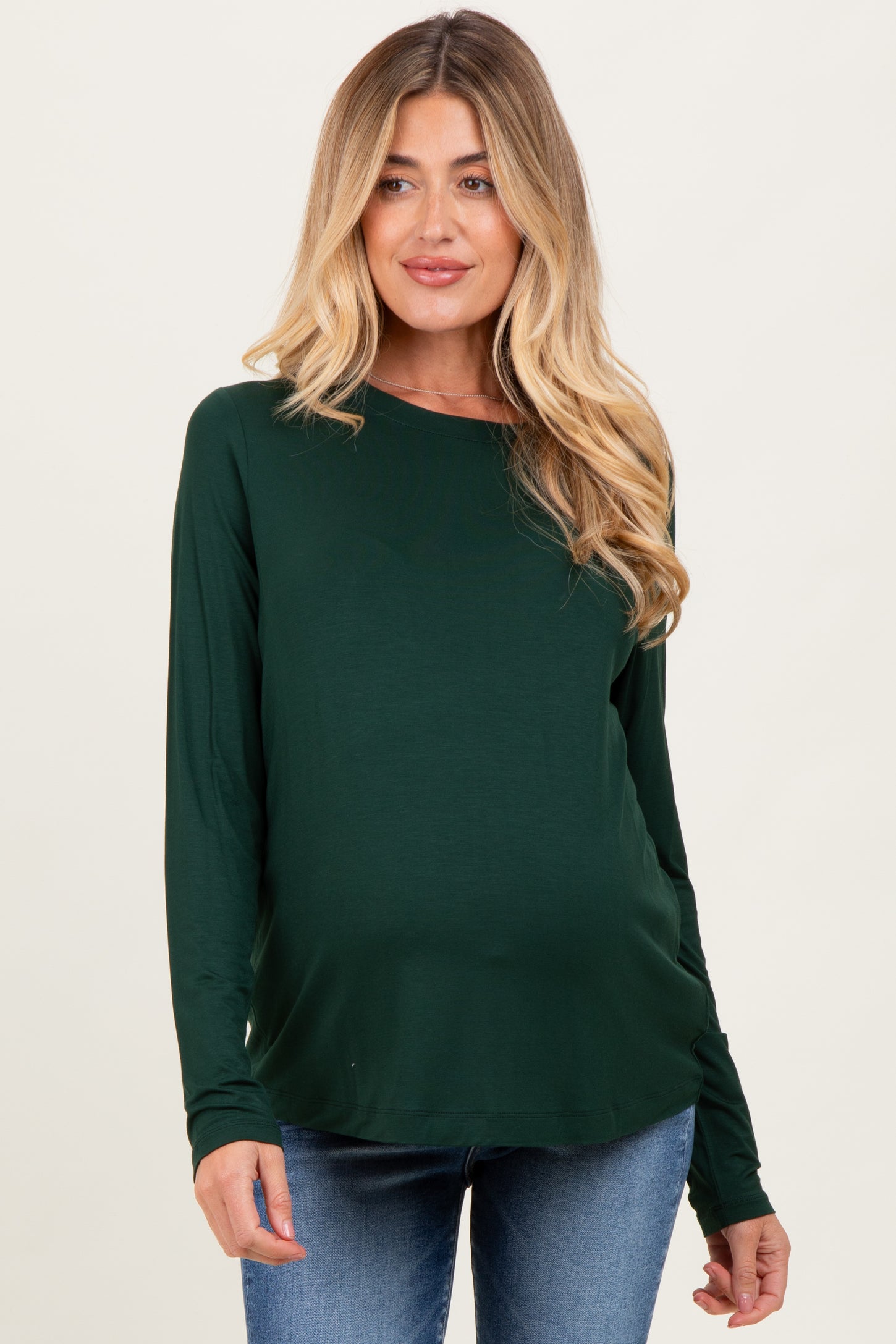 Forest Green Long Sleeve Maternity Top