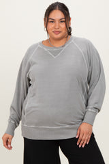 Vintage Wash French Terry Maternity Plus Pullover