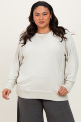 Cream Vintage Wash French Terry Maternity Plus Pullover