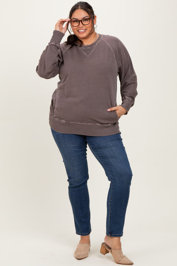 Brown Vintage Wash French Terry Plus Pullover