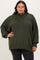 Olive Mock Neck Exposed Seam Sweater