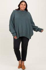 Jade Mock Neck Exposed Seam Sweater