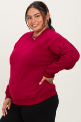 Burgundy Basic Fleece Crewneck Sweatshirt