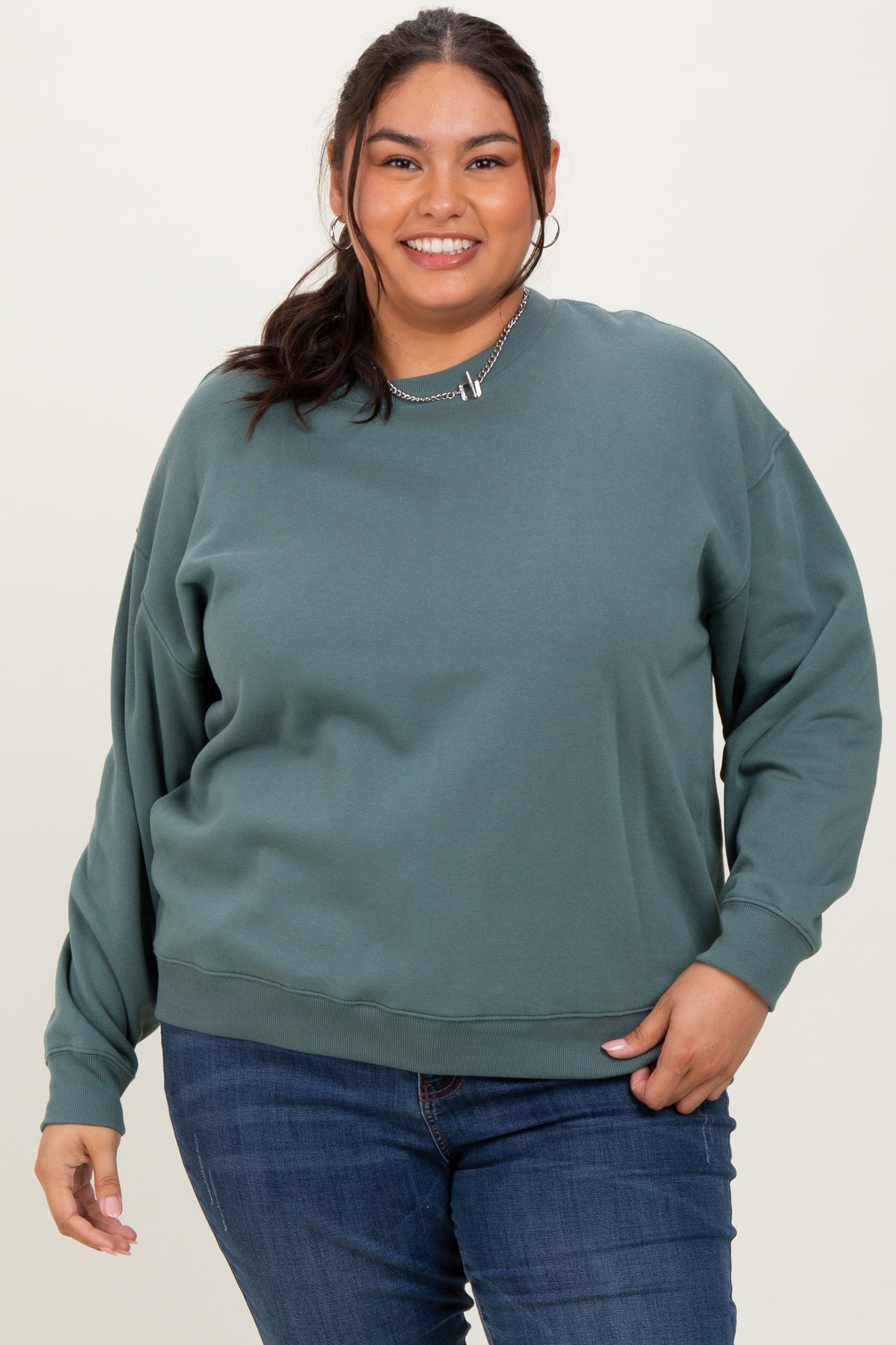 Jade Basic Fleece Crewneck Maternity Sweatshirt
