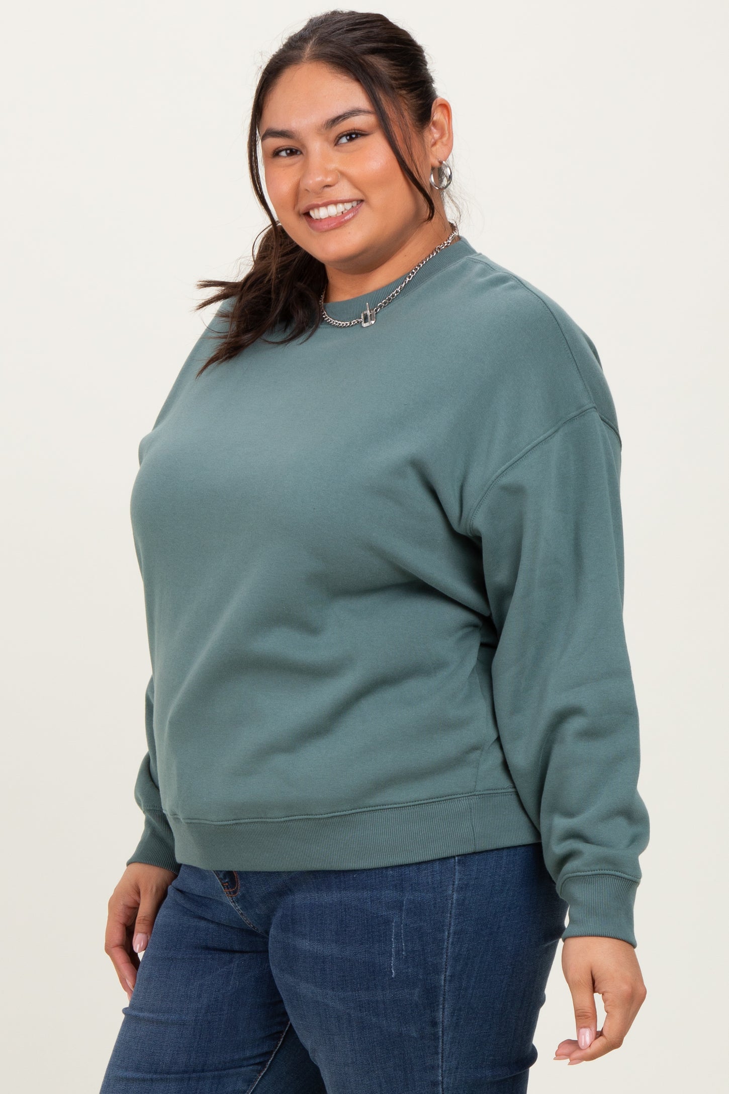 Jade Basic Fleece Crewneck Sweatshirt