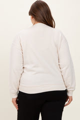 Cream Basic Fleece Crewneck Maternity Sweatshirt