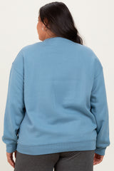 Blue Basic Fleece Crewneck Sweatshirt